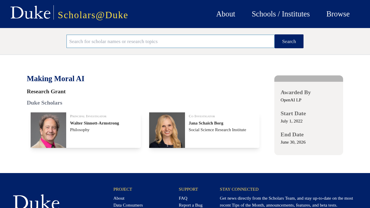 Duke University moral algorithms funded by OpenAI