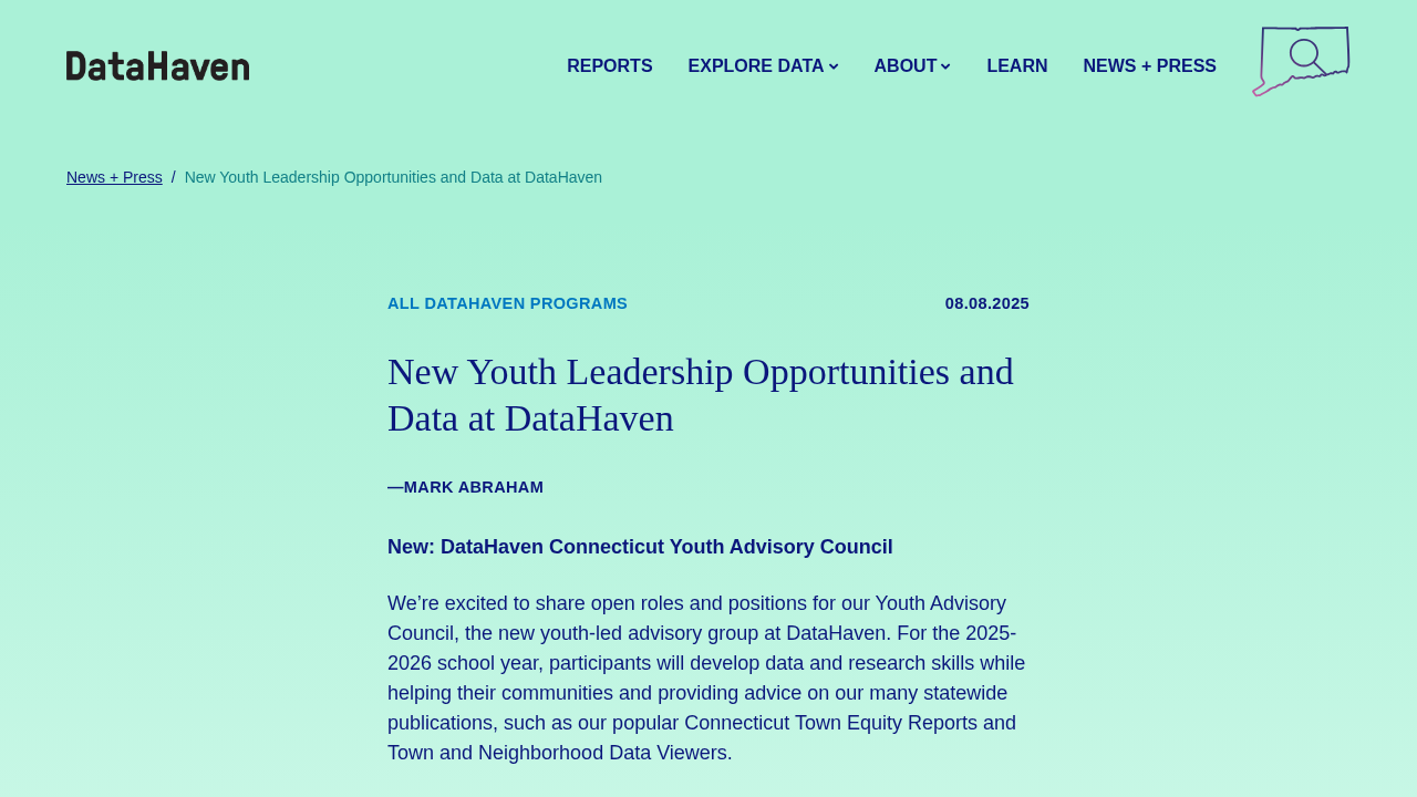 DataHaven Youth Advisory Council
