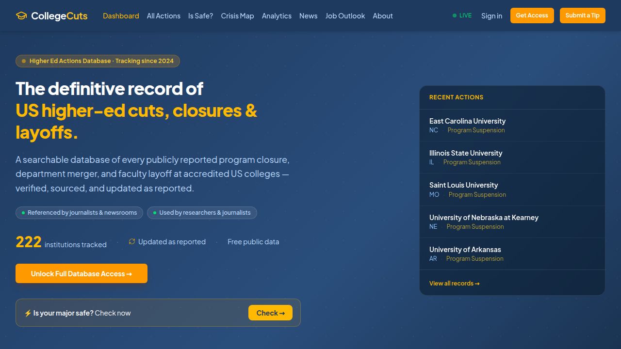 CollegeCuts - is your major safe?