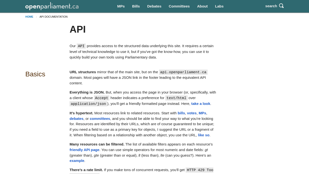 OpenParliament API 