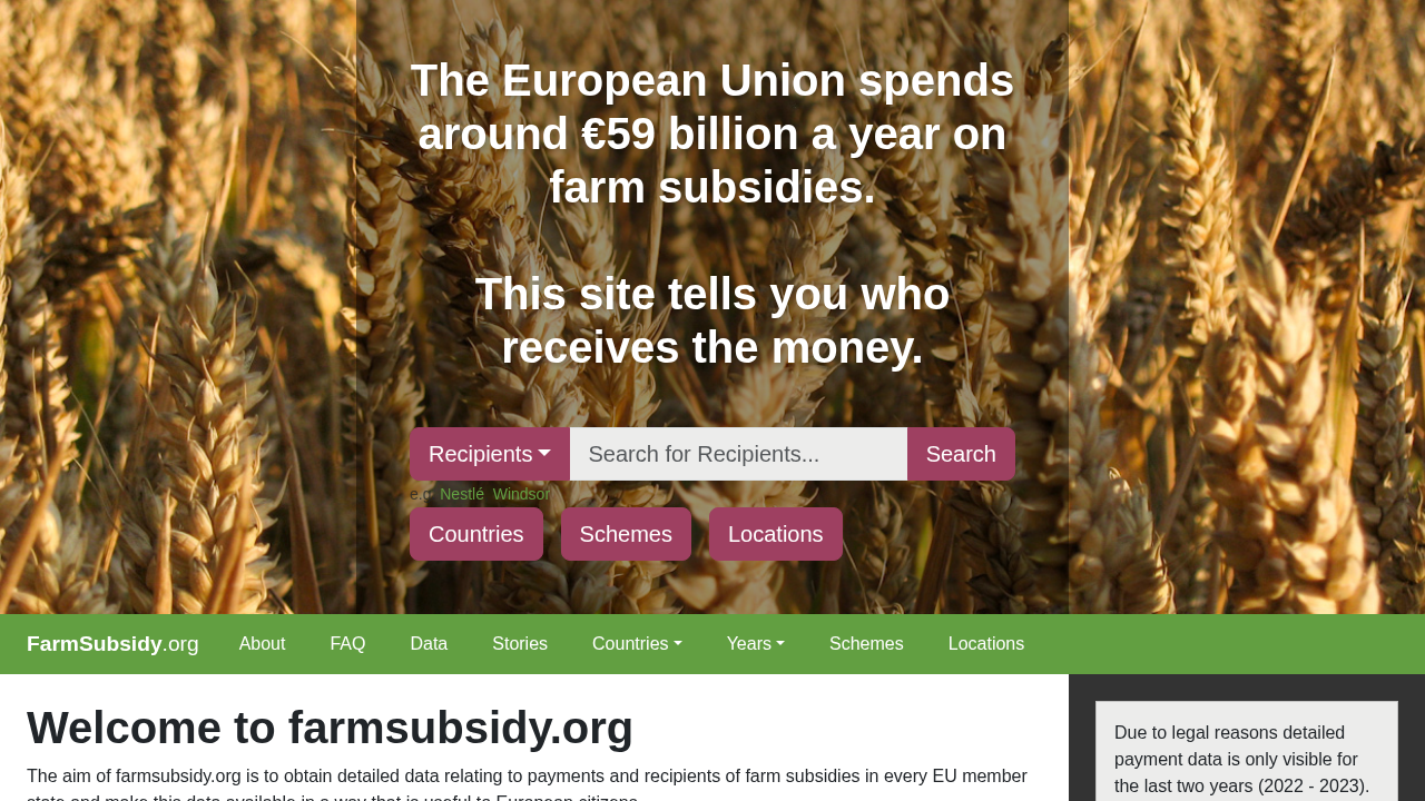 Graphic representing FarmSubsidy.org