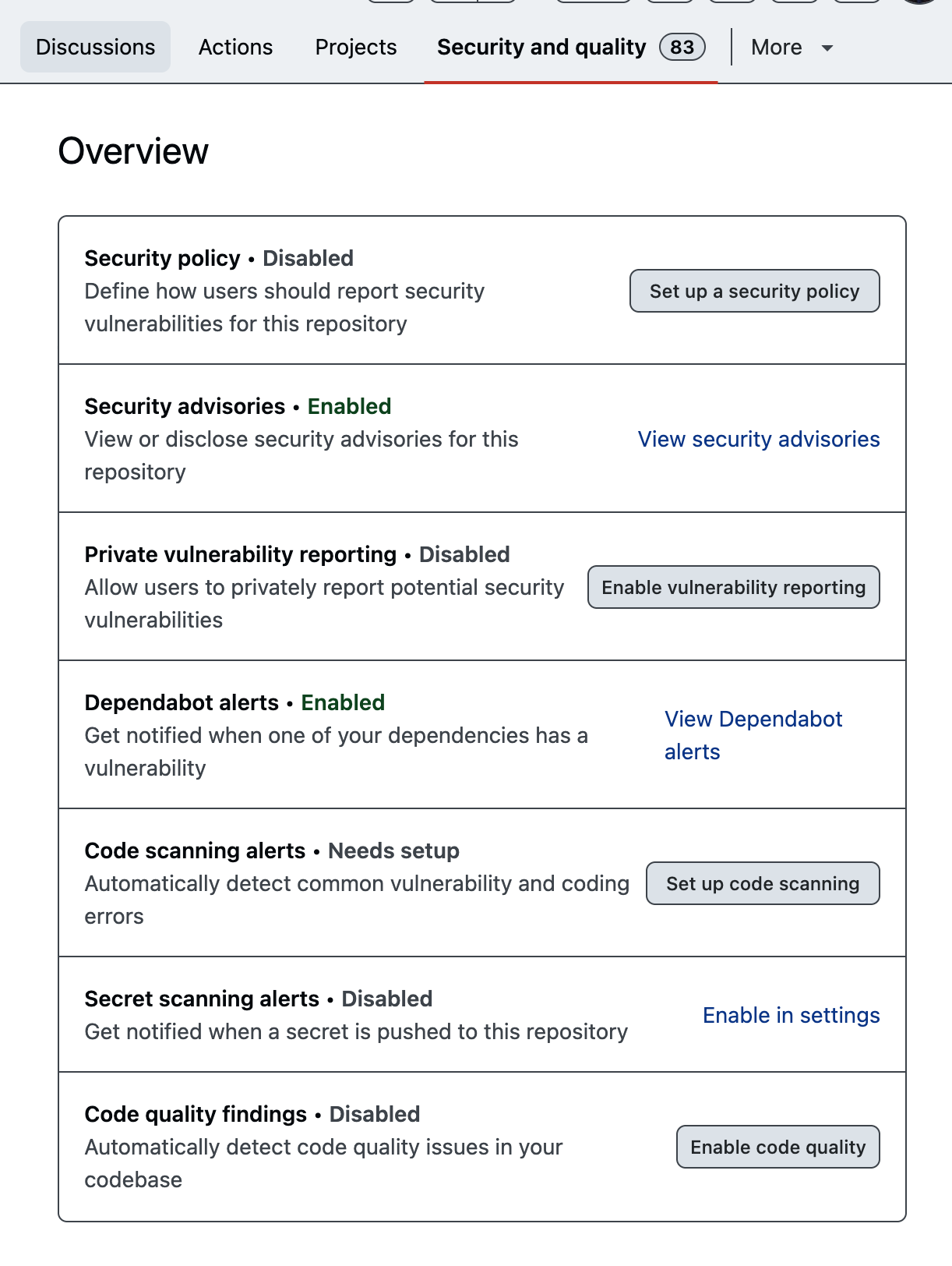 Github Security and Quality