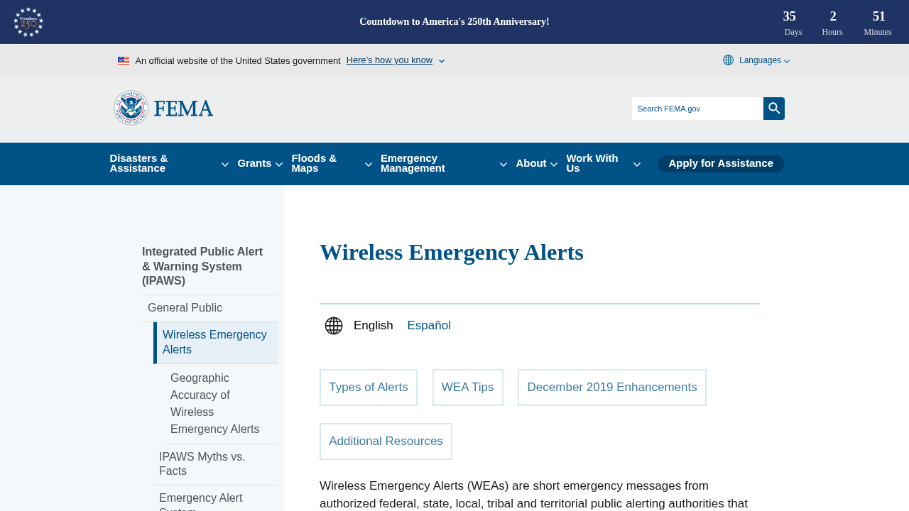 FEMA Wireless Emergency Alerts