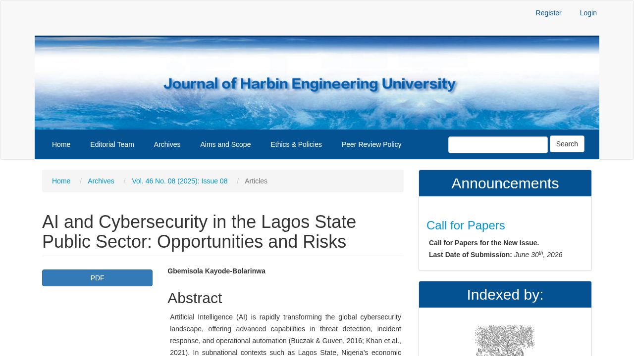 AI and Cybersecurity in the Lagos State Public Sector: Opportunities and Risks